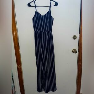 Navy and White striped jumpsuit